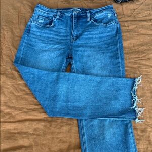 Flying Monkey Women's Straight Leg Jeans in Medium Blue Wash